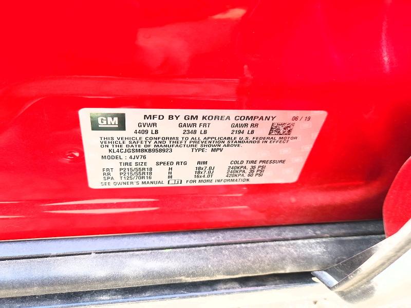 53890086 :رقم المزاد ، KL4CJGSM8KB958923 vin ، 2019 Buick Encore مزاد بيع