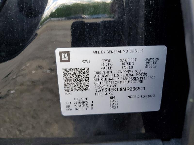 52803786 :رقم المزاد ، 1GYS4EKL8MR266511 vin ، 2021 Cadillac Escalade مزاد بيع