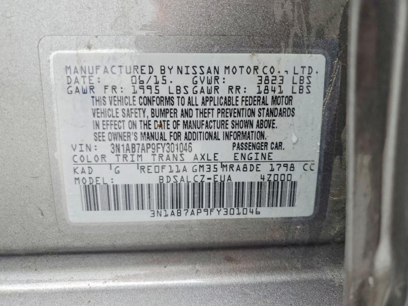 Продаж на аукціоні авто 2015 Nissan Sentra, vin: 3N1AB7AP9FY301046, номер лоту: 54691346