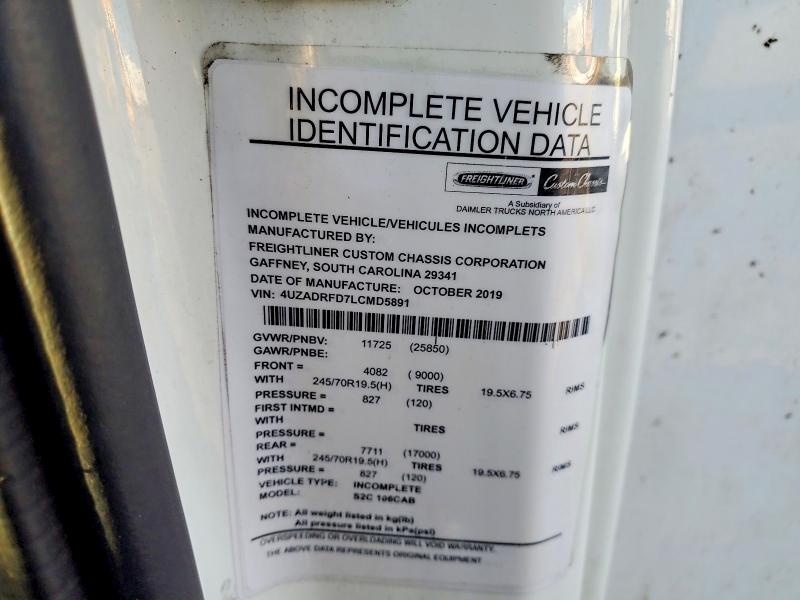 Продажа на аукционе авто 2020 Freightliner Chassis, vin: 4UZADRFD7LCMD5891, номер лота: 53036396