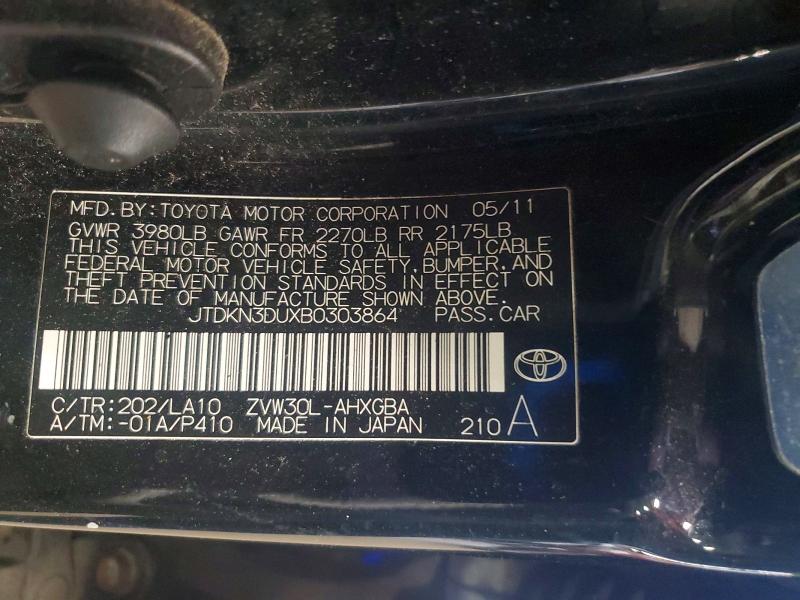Продажа на аукционе авто 2011 Toyota Prius, vin: JTDKN3DUXB0303864, номер лота: 53624696