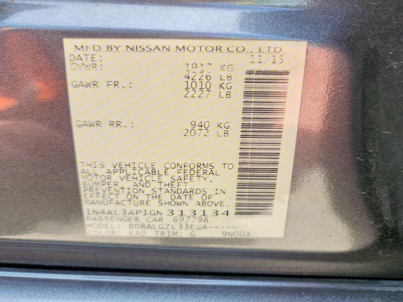 Aukcja sprzedaży 2016 Nissan Altima, vin: 1N4AL3AP1GN313134, numer aukcji: 53080576