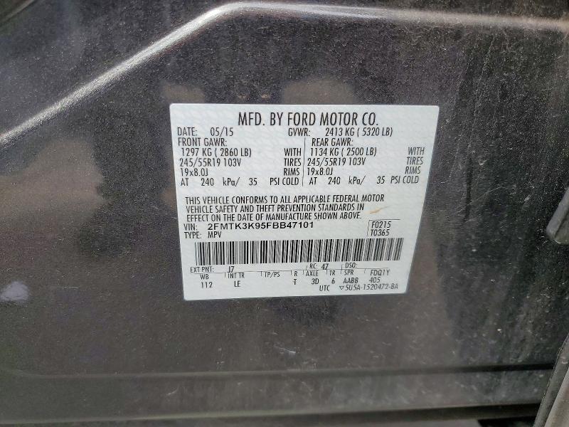 2015 Ford Edge მანქანა იყიდება აუქციონზე, vin: 2FMTK3K95FBB47101, აუქციონის ნომერი: 53907966