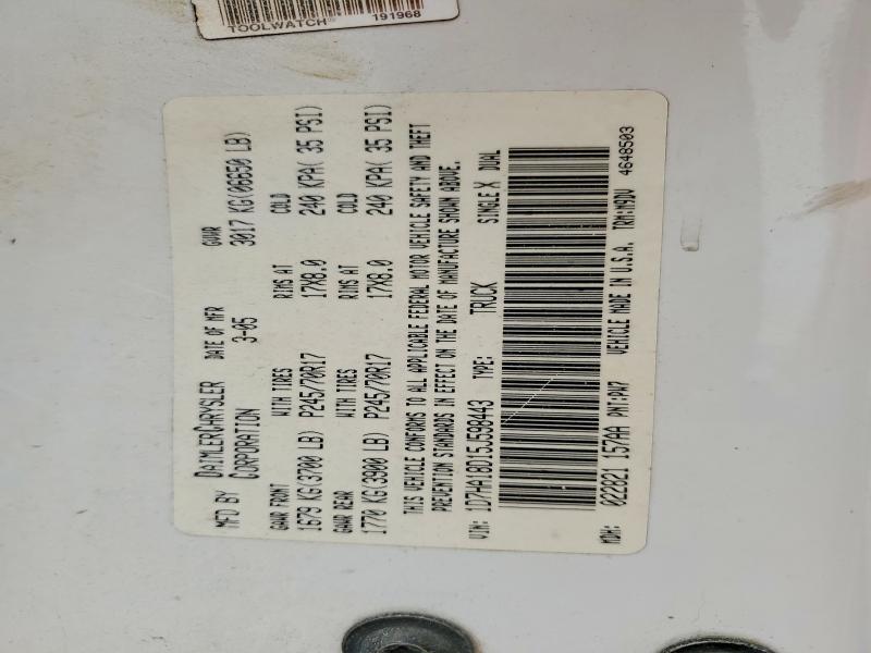 Aukcja sprzedaży 2005 Dodge Ram 1500, vin: 1D7HA18D15J598443, numer aukcji: 52377626