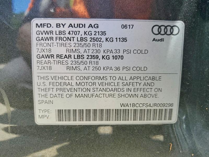 Продаж на аукціоні авто 2018 Audi Q3, vin: WA1BCCFS4JR009298, номер лоту: 53696486
