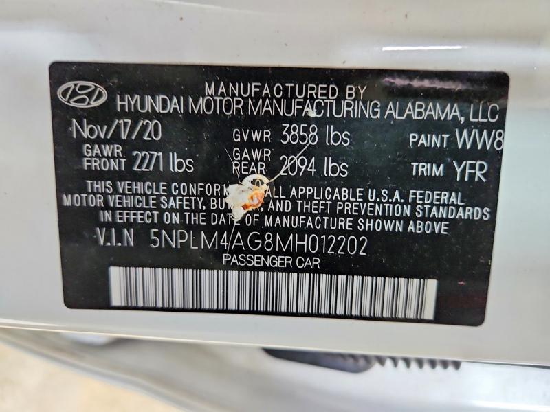54860326 :رقم المزاد ، 5NPLM4AG8MH012202 vin ، 2021 Hyundai Elantra مزاد بيع