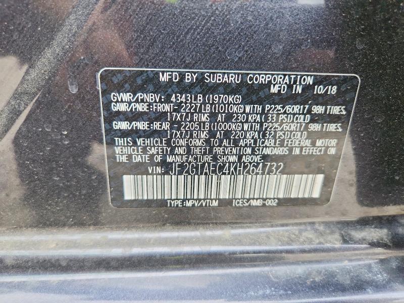Aukcja sprzedaży 2019 Subaru Crosstrek, vin: JF2GTAEC4KH264732, numer aukcji: 51298606