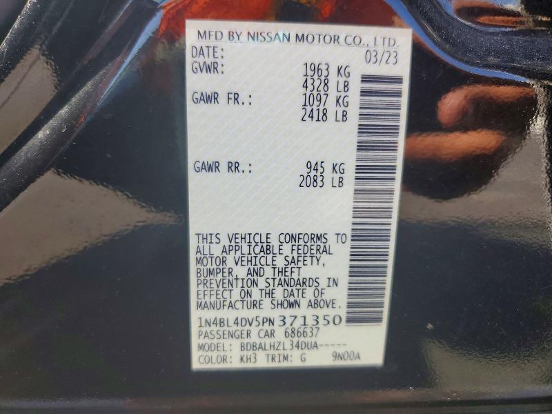 51454776 :رقم المزاد ، 1N4BL4DV5PN371350 vin ، 2023 Nissan Altima مزاد بيع