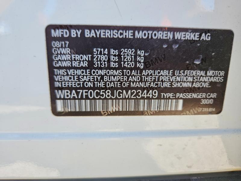 51863326 :رقم المزاد ، WBA7F0C58JGM23449 vin ، 2018 Bmw 750 مزاد بيع