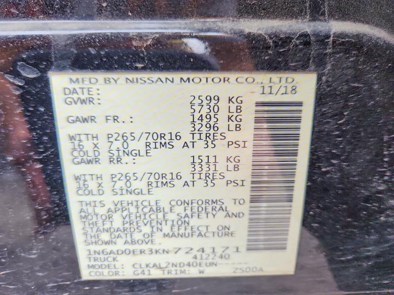 Aukcja sprzedaży 2019 Nissan Frontier, vin: 1N6AD0ER3KN724171, numer aukcji: 54962616
