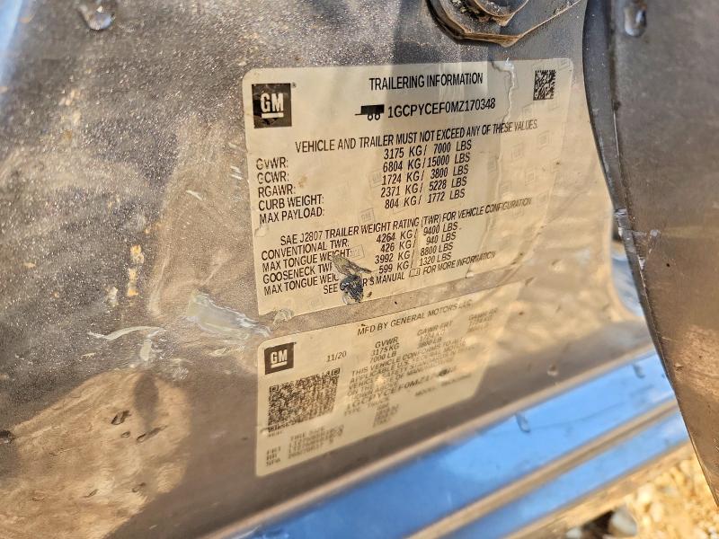 Aukcja sprzedaży 2021 Chevrolet Silverado, vin: 1GCPYCEF0MZ170348, numer aukcji: 52142056