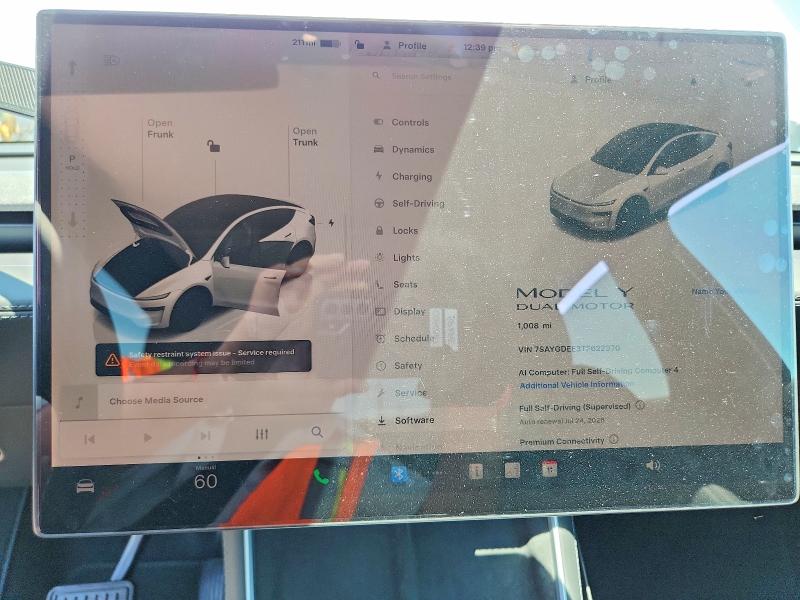 Aukcja sprzedaży 2026 Tesla Model Y, vin: 7SAYGDEE3TF622370, numer aukcji: 53277826