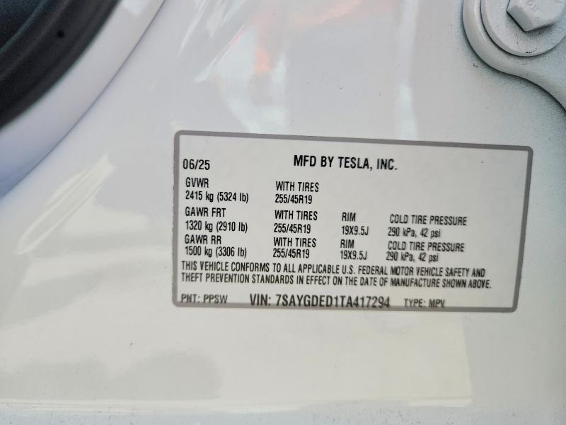 2026 Tesla Model Y მანქანა იყიდება აუქციონზე, vin: 7SAYGDED1TA417294, აუქციონის ნომერი: 51003666