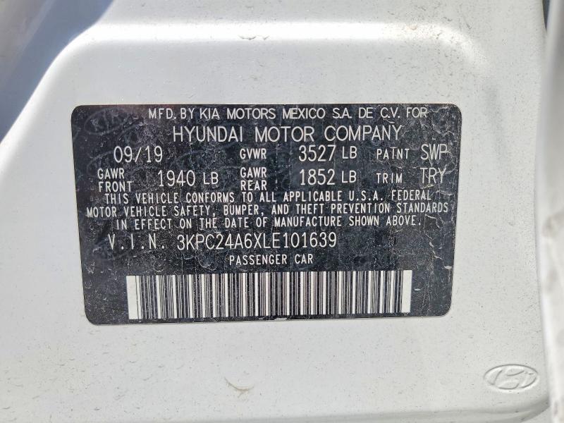Aukcja sprzedaży 2020 Hyundai Accent, vin: 3KPC24A6XLE101639, numer aukcji: 52749236
