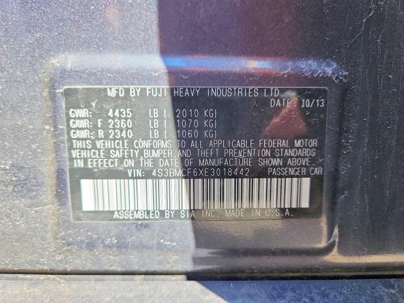 Продажа на аукционе авто 2014 Subaru Legacy, vin: 4S3BMCF6XE3018442, номер лота: 50318266