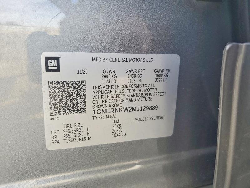 Продаж на аукціоні авто 2021 Chevrolet Traverse, vin: 1GNERNKW2MJ129889, номер лоту: 54514336