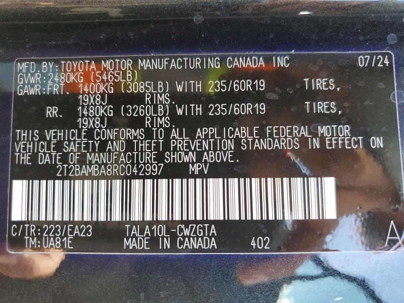 Продаж на аукціоні авто 2024 Lexus Rx 350, vin: 2T2BAMBA8RC042997, номер лоту: 53525506