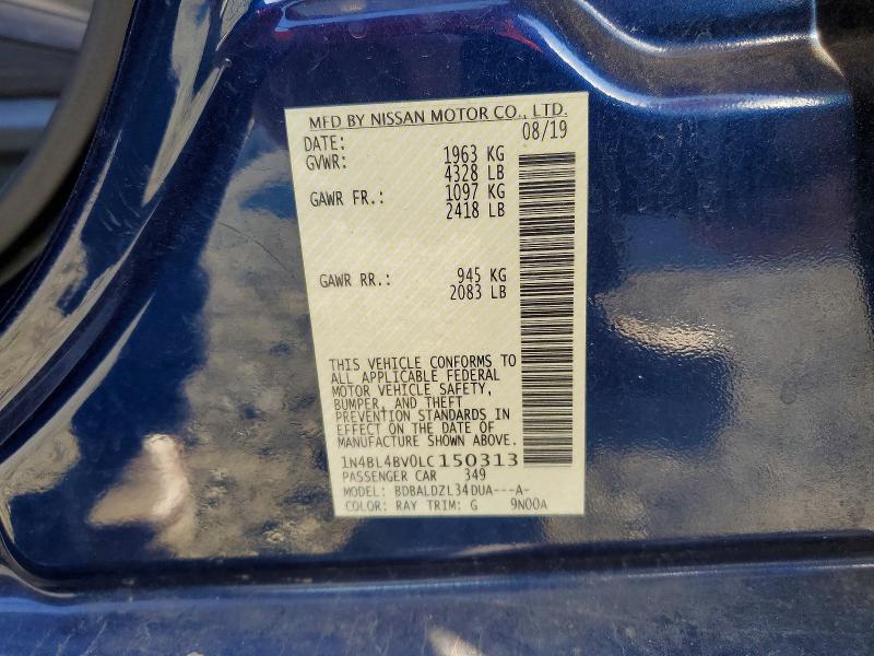 2020 Nissan Altima მანქანა იყიდება აუქციონზე, vin: 1N4BL4BV0LC150313, აუქციონის ნომერი: 53122516