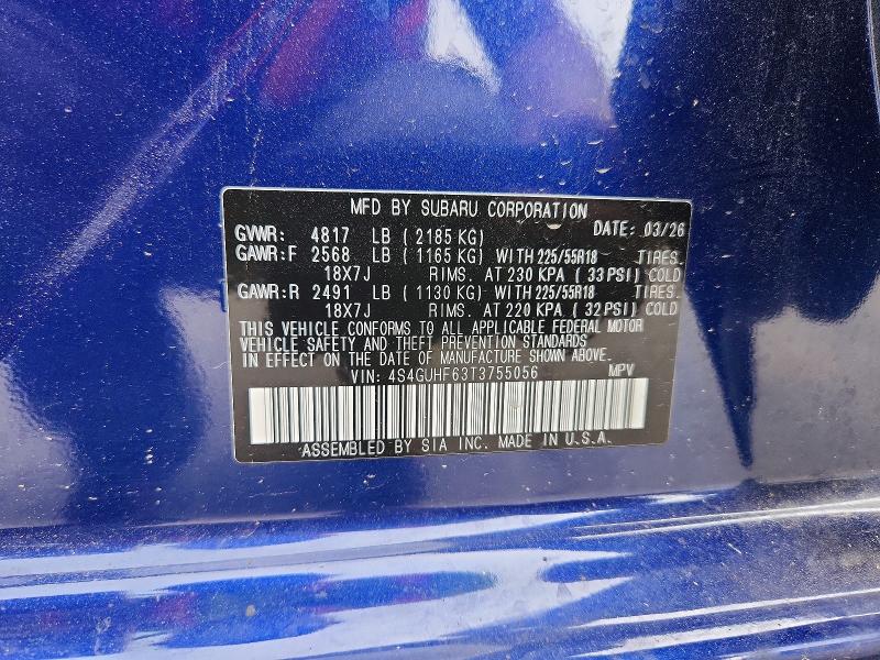 Продажа на аукционе авто 2026 Subaru Crosstrek, vin: 4S4GUHF63T3755056, номер лота: 55538686