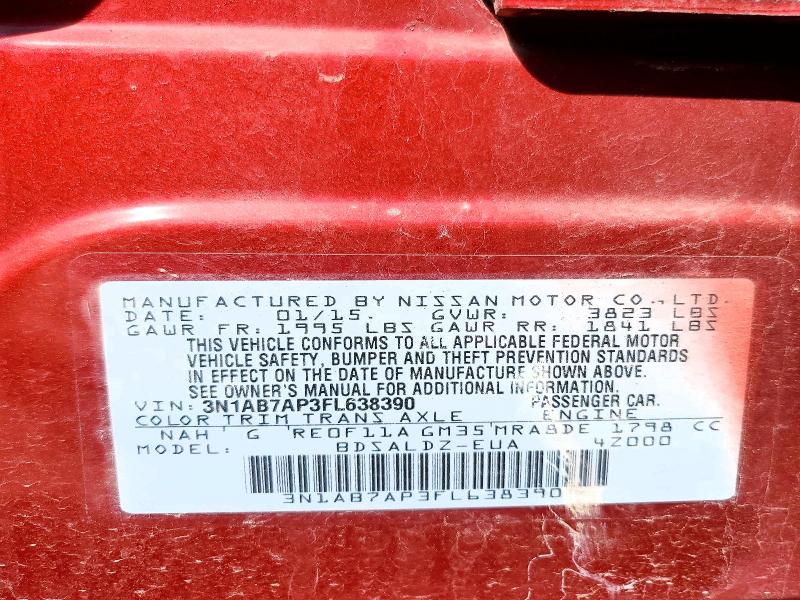 53357486 :رقم المزاد ، 3N1AB7AP3FL638390 vin ، 2015 Nissan Sentra مزاد بيع