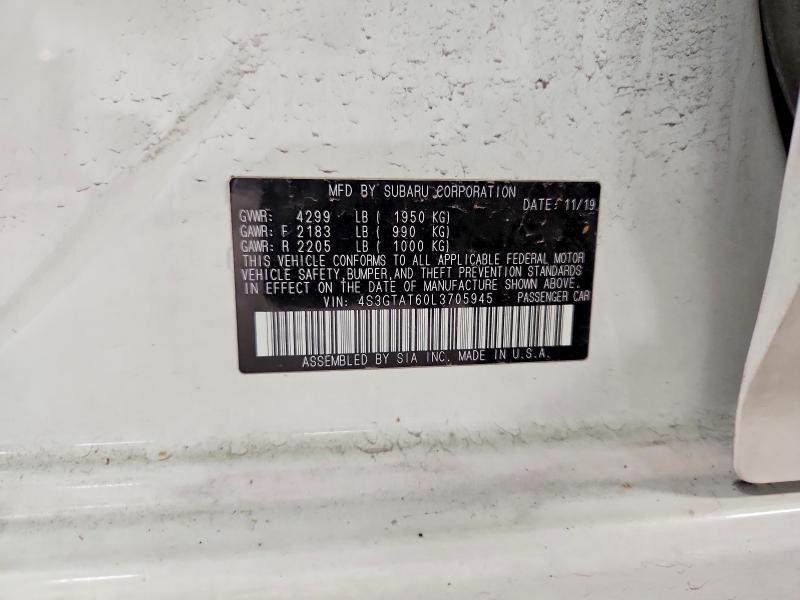 54593936 :رقم المزاد ، 4S3GTAT60L3705945 vin ، 2020 Subaru Impreza مزاد بيع