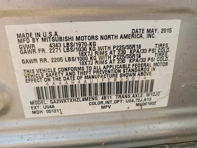 Aukcja sprzedaży 2015 Mitsubishi Outlander Sport, vin: 4A4AR4AU1FE035914, numer aukcji: 54159296