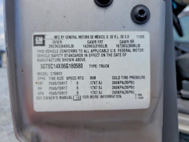 Auction sale of the 2006 Gmc New Sierra, vin: 3GTEC14X06G180580, lot number: 53291546