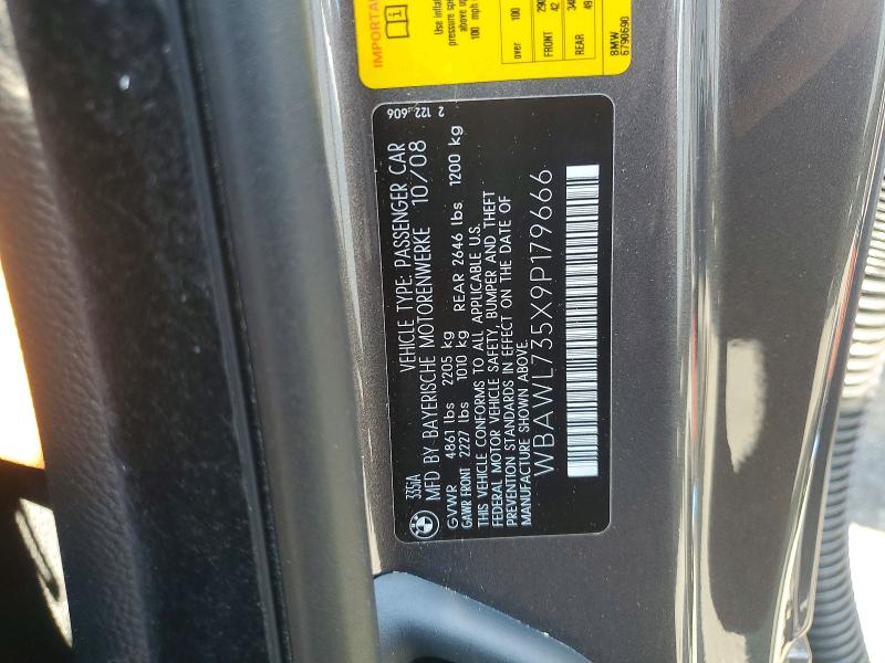 54264576 :رقم المزاد ، WBAWL735X9P179666 vin ، 2009 Bmw 335 مزاد بيع