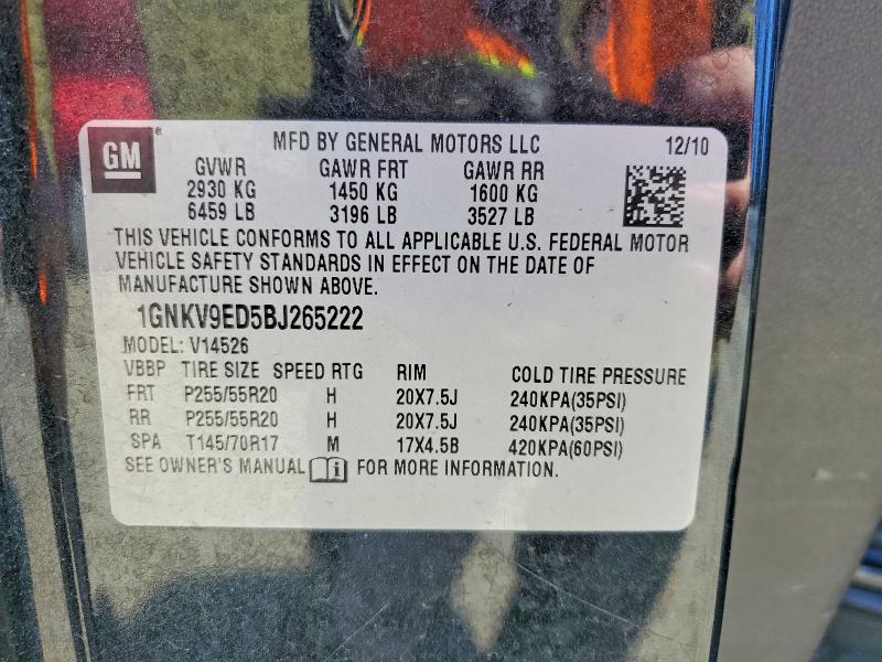 Продаж на аукціоні авто 2011 Chevrolet Traverse, vin: 1GNKV9ED5BJ265222, номер лоту: 53281986