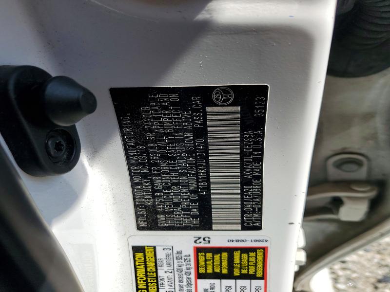 54633846 :رقم المزاد ، 4T1B11HK4JU101470 vin ، 2018 Toyota Camry مزاد بيع