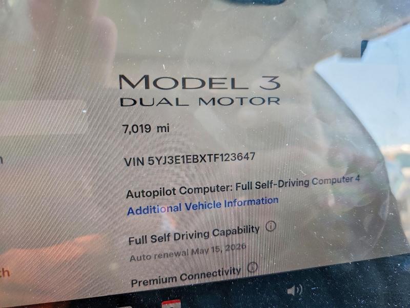 52900906 :رقم المزاد ، 5YJ3E1EBXTF123647 vin ، 2026 Tesla Model 3 مزاد بيع