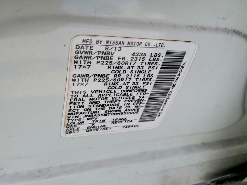 Продаж на аукціоні авто 2013 Nissan Rogue, vin: JN8AS5MT0DW550905, номер лоту: 52761446