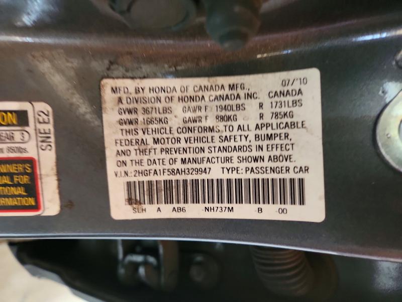 54676126 :رقم المزاد ، 2HGFA1F58AH329947 vin ، 2010 Honda Civic مزاد بيع