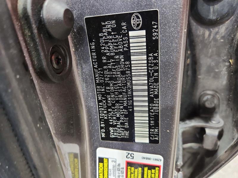 Aukcja sprzedaży 2021 Toyota Camry, vin: 4T1G11AK3MU558758, numer aukcji: 52220436