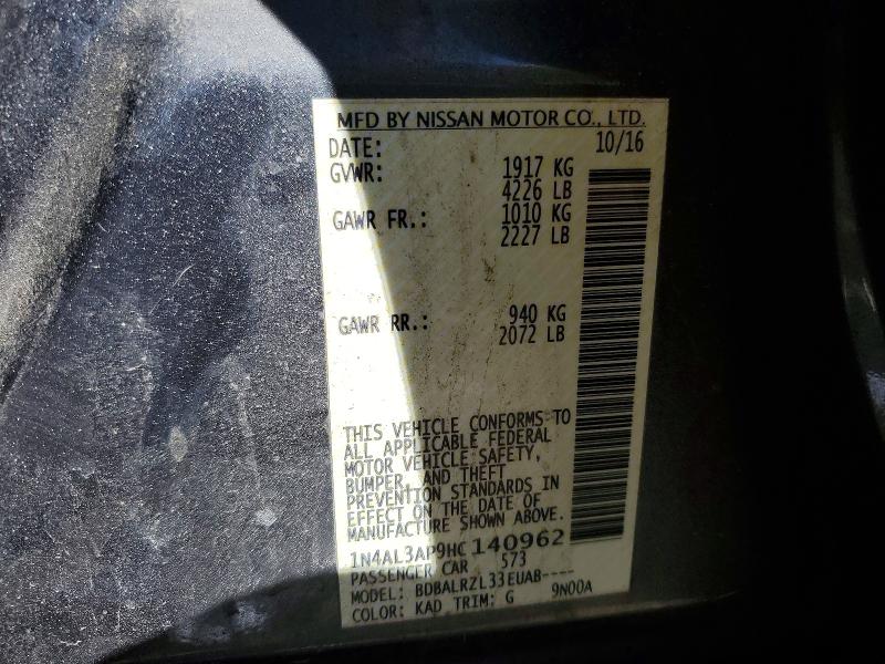 Aukcja sprzedaży 2017 Nissan Altima, vin: 1N4AL3AP9HC140962, numer aukcji: 53345536