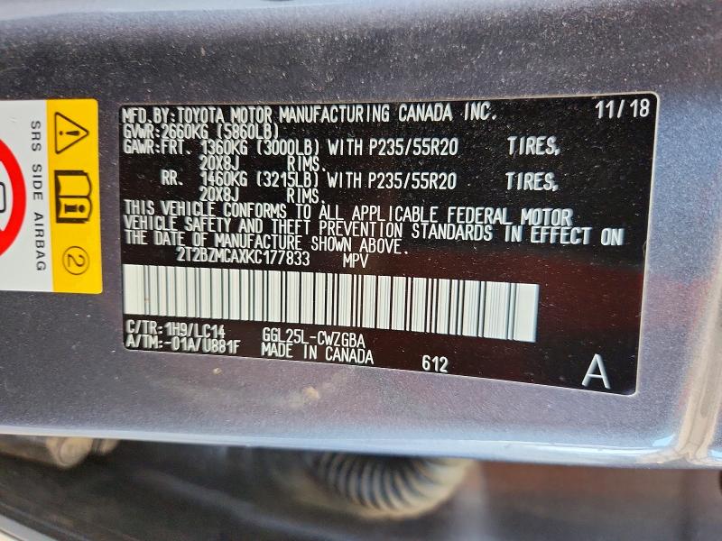 Продажа на аукционе авто 2019 Lexus Rx 350, vin: 2T2BZMCAXKC177833, номер лота: 52053136