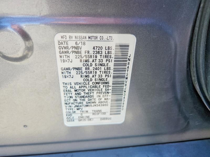 Продаж на аукціоні авто 2018 Nissan Rogue, vin: JN8AT2MV8JW343980, номер лоту: 53770086
