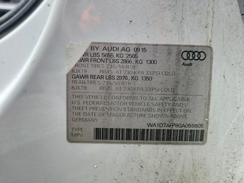 54752206 :رقم المزاد ، WA1D7AFP8GA059805 vin ، 2016 Audi Q5 مزاد بيع