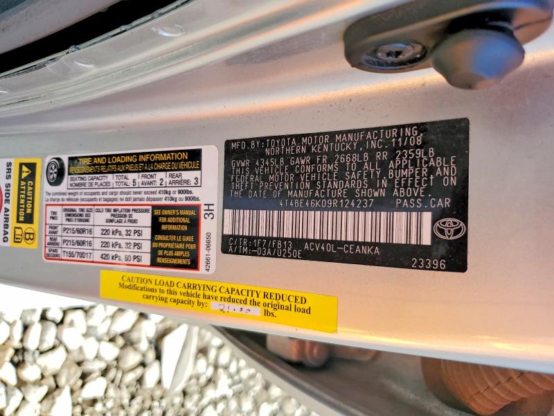 Продажа на аукционе авто 2009 Toyota Camry, vin: 4T4BE46K09R124237, номер лота: 52761266
