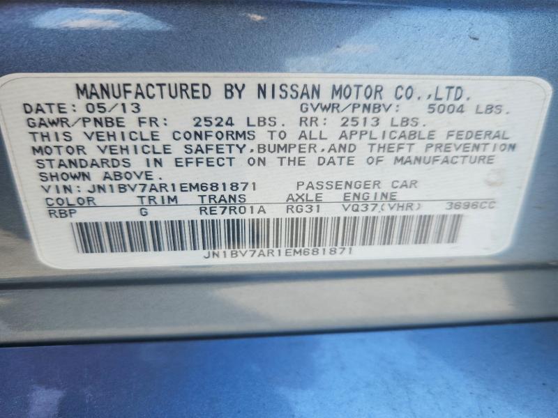 Aukcja sprzedaży 2014 Infiniti Q50, vin: JN1BV7AR1EM681871, numer aukcji: 52402556
