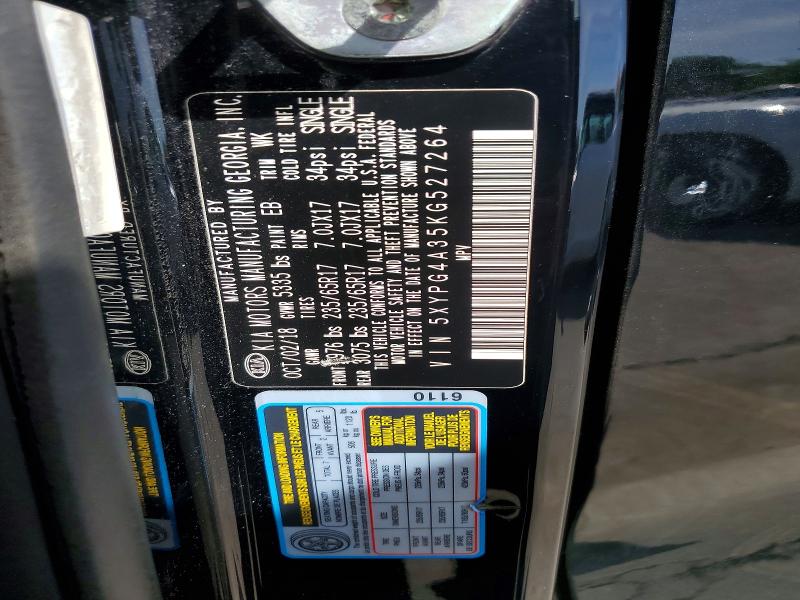 Aukcja sprzedaży 2019 Kia Sorento, vin: 5XYPG4A35KG527264, numer aukcji: 54901986