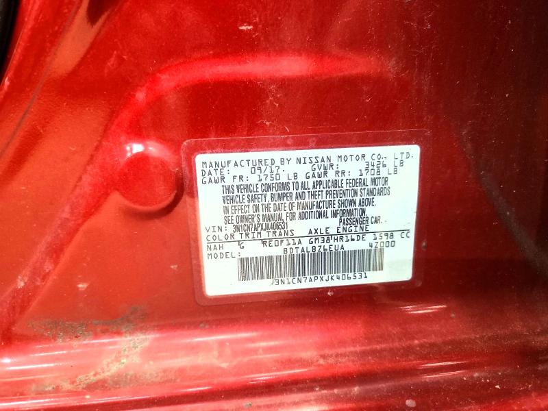 54717756 :رقم المزاد ، 3N1CN7APXJK406531 vin ، 2018 Nissan Versa مزاد بيع