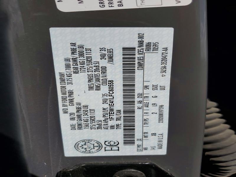 2020 Ford F150 მანქანა იყიდება აუქციონზე, vin: 1FTEW1E41LFC60558, აუქციონის ნომერი: 54474876