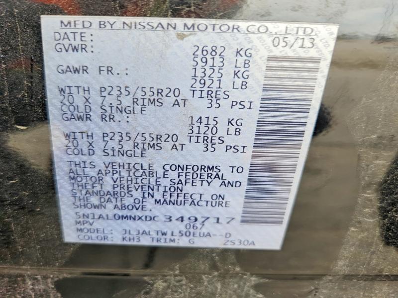 Продажа на аукционе авто 2013 Infiniti Jx35, vin: 5N1AL0MNXDC349717, номер лота: 54723786