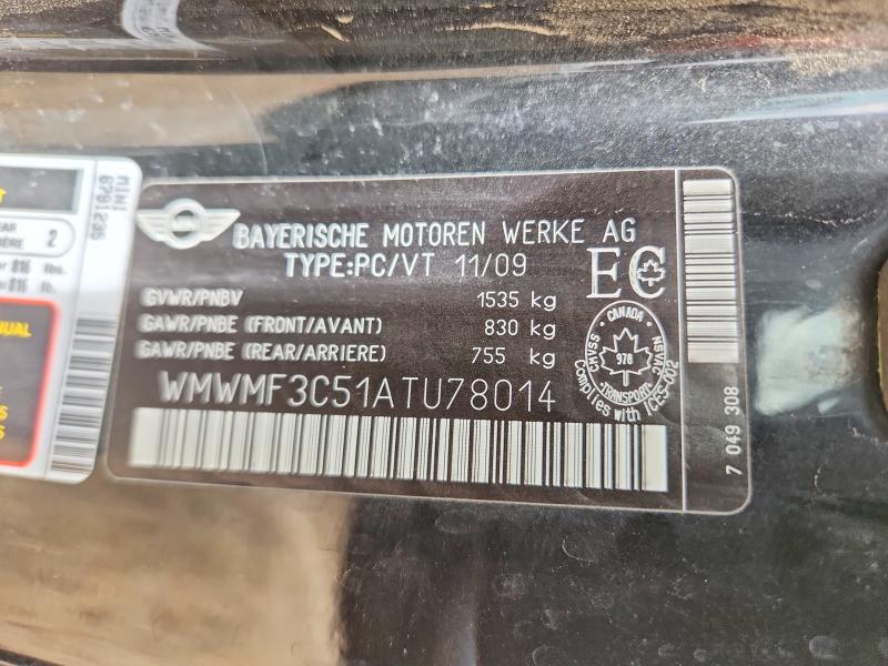 Продажа на аукционе авто 2010 Mini Cooper, vin: WMWMF3C51ATU78014, номер лота: 55271206
