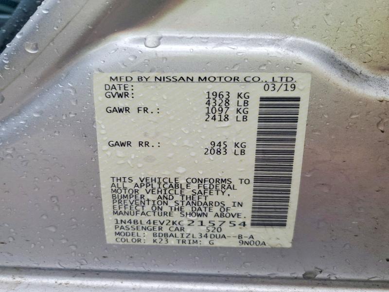 2019 Nissan Altima მანქანა იყიდება აუქციონზე, vin: 1N4BL4EV2KC215754, აუქციონის ნომერი: 51270146