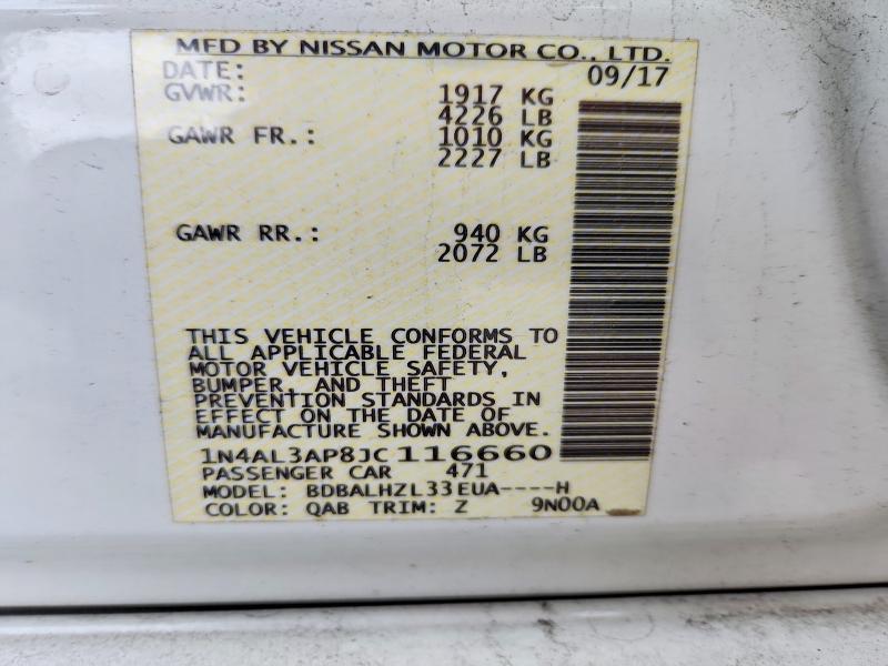 55014296 :رقم المزاد ، 1N4AL3AP8JC116660 vin ، 2018 Nissan Altima مزاد بيع