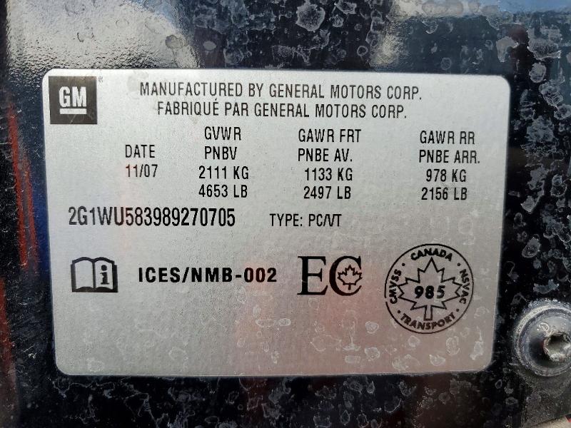 2008 Chevrolet Impala მანქანა იყიდება აუქციონზე, vin: 2G1WU583989270705, აუქციონის ნომერი: 51077996