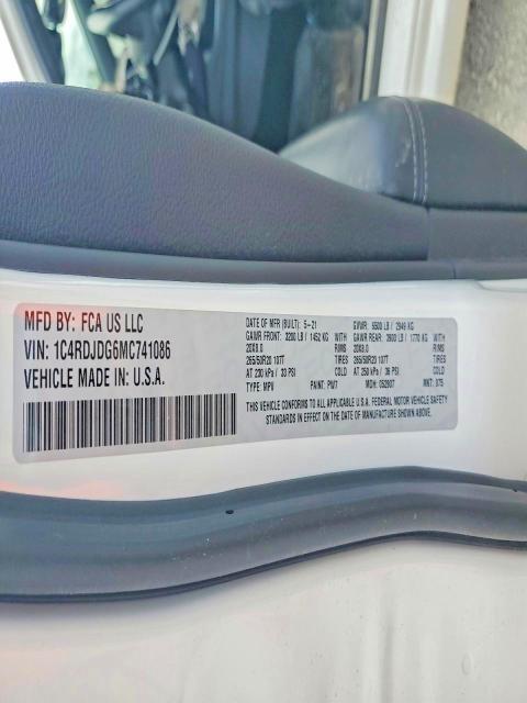 Продаж на аукціоні авто 2021 Dodge Durango, vin: 1C4RDJDG6MC741086, номер лоту: 53769796