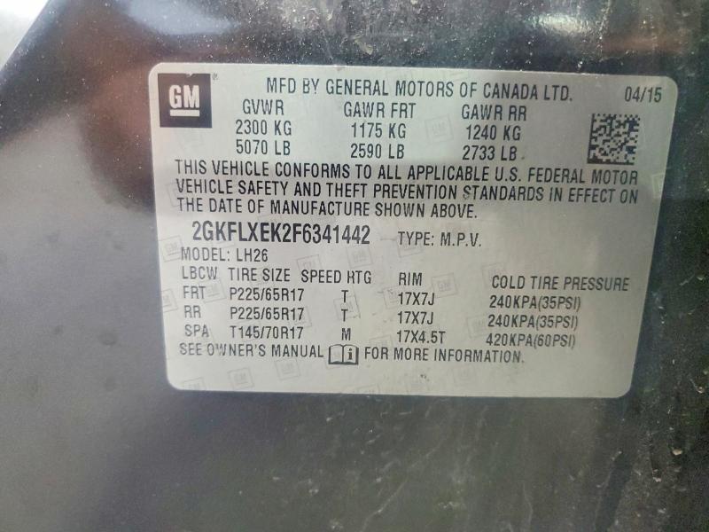 Aukcja sprzedaży 2015 Gmc Terrain, vin: 2GKFLXEK2F6341442, numer aukcji: 53888966